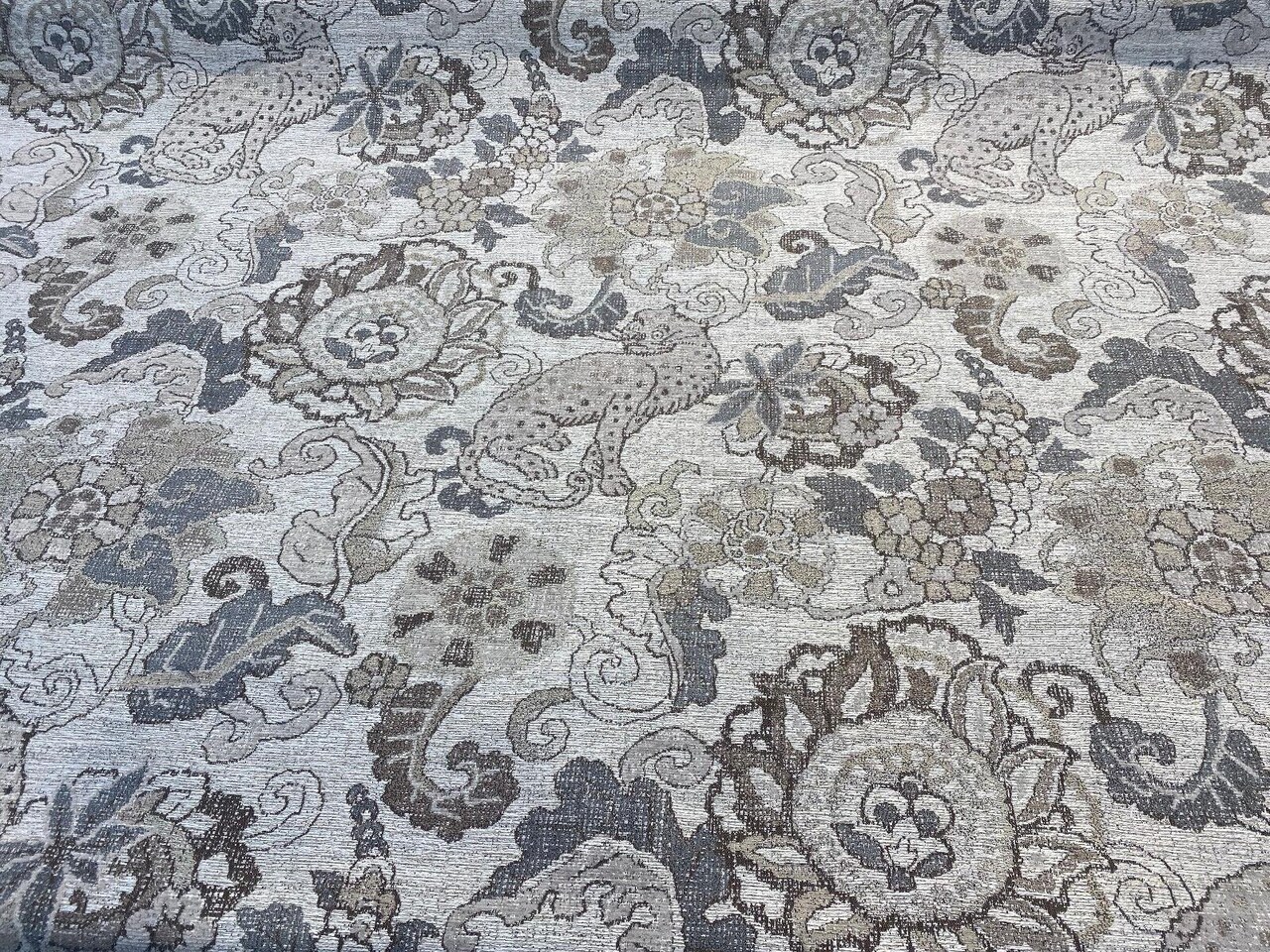 1 Yard Motemi Toile Leopard Graystone Swavelle Chenille Upholstery Fabric 58 Inch Width
